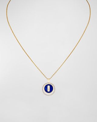 18k Gold Lucky Move Lapis and Diamond Pendant Necklace