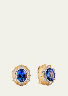 18k Gold Macri Color Earrings With Tanzanite And Diamonds
