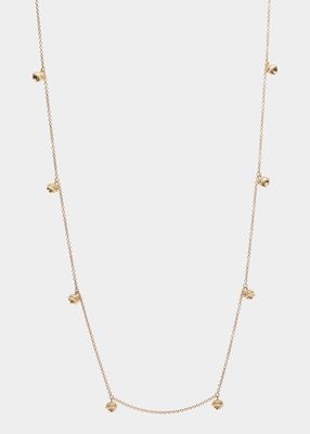 18k Gold Mini Jingle Meditation Bell Necklace, 28"L