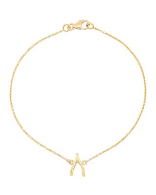 18k Gold Mini Wishbone Chain Bracelet on a 14k Chain