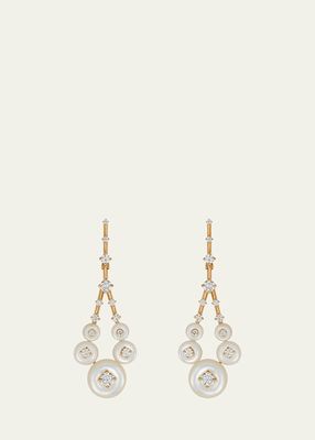18K Gold Mother-of-Pearl Diamond Gravity Drop Earrings