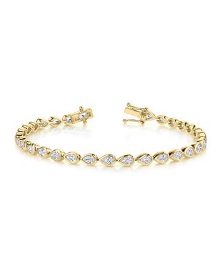 18k Gold Pear Diamond Bezel Tennis Bracelet