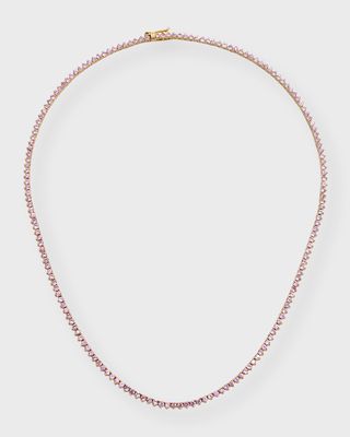 18k Gold Pink Sapphire Tennis Necklace