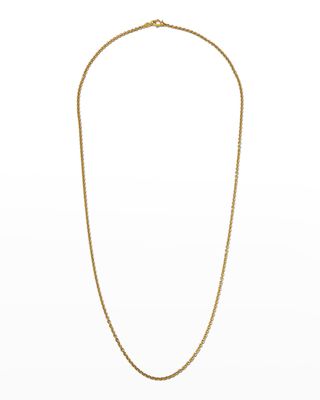 18k Gold Plain Chain Necklace, 32"L