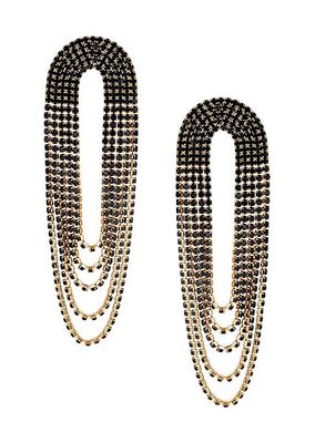 18K Gold-Plated & Cubic Zirconia Fringe Earrings