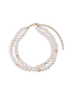 18K Gold-Plated & Freshwater Pearl Double-Layered Necklace