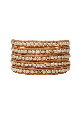 18K Gold-Plated & Freshwater Pearl Wrap Bracelet