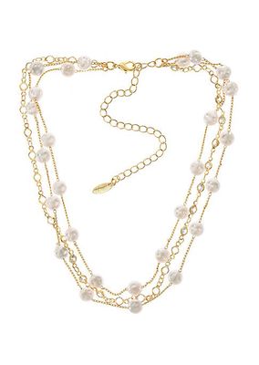 18K Gold-Plated & Freshwater Pearls Triple-Layered Necklace