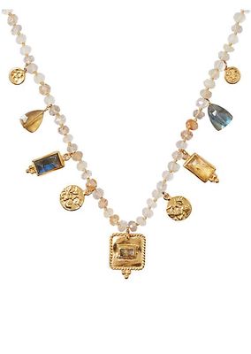 18K-Gold-Plated & Multi-Gemstone Charm Necklace