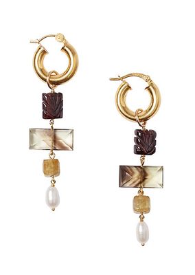 18K-Gold-Plated & Multi-Gemstone Drop Earrings