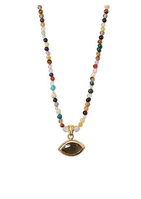18K Gold-Plated, Black Onyx & Multi-Gemstone Bead Necklace