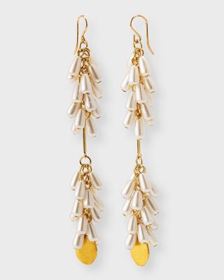 18K Gold-Plated Faux Pearl Drop Earrings