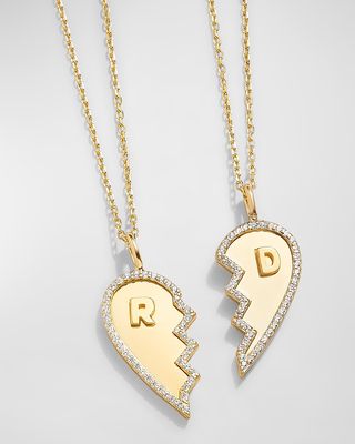 18K Gold-Plated Heart Best Friend Necklaces, Set of 2