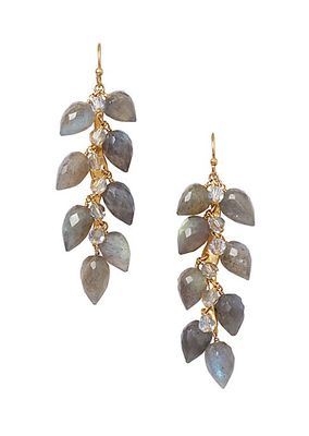 18K-Gold-Plated, Labradorite & Crystal Drop Earrings