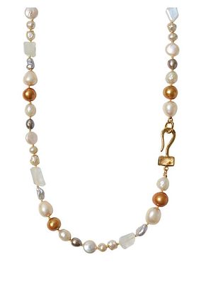 18K Gold-Plated, Mixed Pearl & Multi-Gemstone Necklace