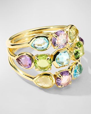 18K Gold Rock Candy Gelato 3-Band Stack Ring in Alpine