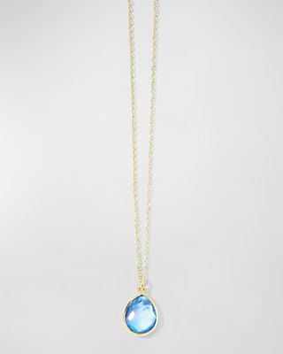 18K Gold Rock Candy Mini Teardrop Pendant Necklace in Rock Crystal MOP and Lapis Triplet