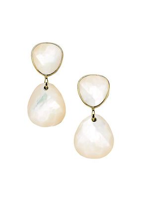 18K Gold Rock Candy Mother-Of-Pearl Wedge Drop Earrings