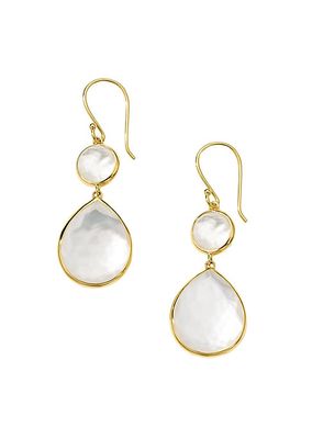 18K Gold Rock Candy Snowman Rock Crystal & Mother-Of-Pearl Drop Earrings