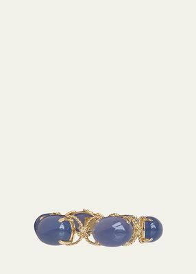 18K Gold Rope and Blue Chalcedony Pebble Bracelet