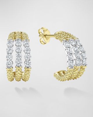 18K Gold Signature Caviar Superfine Half Hoop Earrings