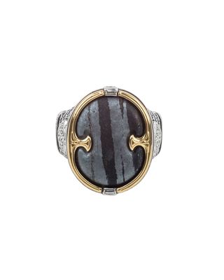 18K Gold/Silver Ferrite Ring, Size 10