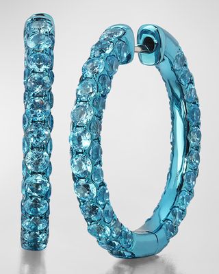 18K Gold Swiss Blue Sapphire Earrings