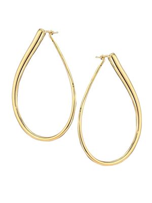 18K Gold Teardrop Hoop Earrings - Gold - Gold
