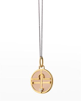 18K Gold Vermeil Libra Pink Enamel Zodiac Charm Necklace