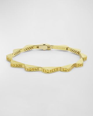 18K Gold Yellow Sapphire Link Wave Bracelet