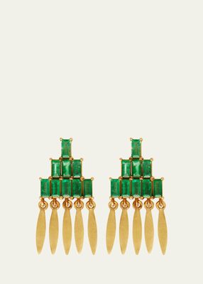 18K Grass Mini Spike Baguette Emerald Earrings