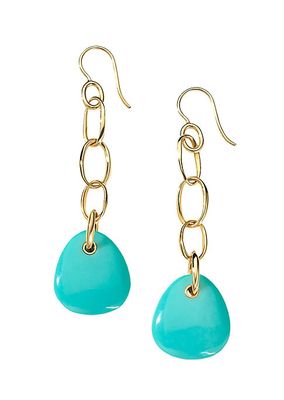18K Green Gold & Turquoise Chain Drop Earrings