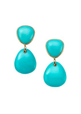 18K Green Gold & Turquoise Drop Earrings