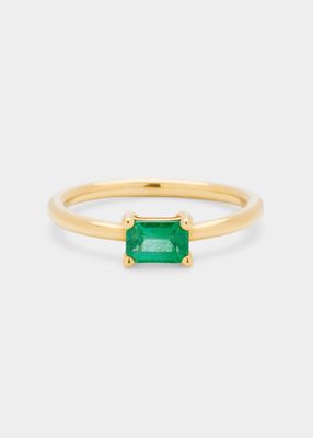18k Green Gold Emerald Solitaire Ring