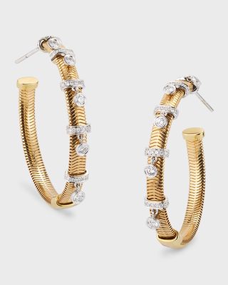 18K Hoop Earrings with Diamond Charms