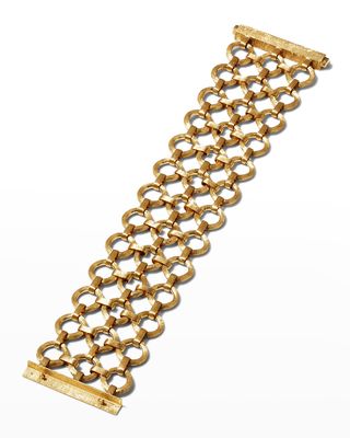 18K Jaipur Yellow Gold Three-Row Flat Link Bracelet