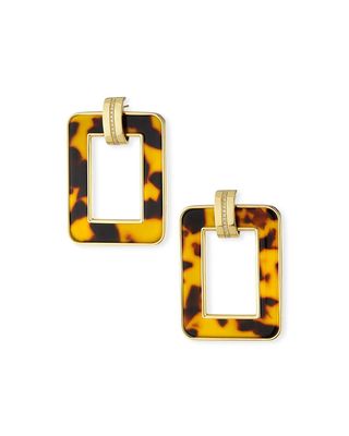 18k Leopard-Print Rectangular Earrings w/ Diamonds