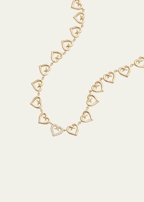 18k Linked Script Heart Necklace