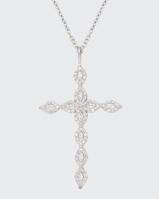 18k Marquise Diamond Cross Necklace