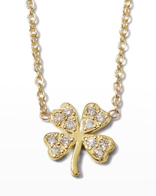 18k Mini Diamond Four-Leaf Clover Necklace
