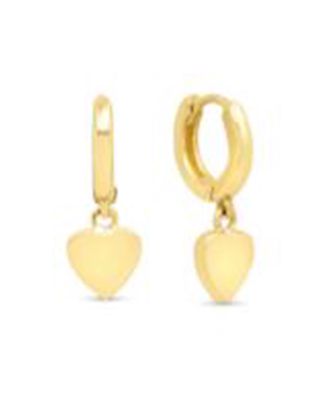 18K Mini Huggie Heart-Drop Earrings