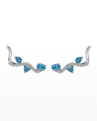 18K Mirage White Gold Earrings with VS-GH Diamonds and Blue Topaz