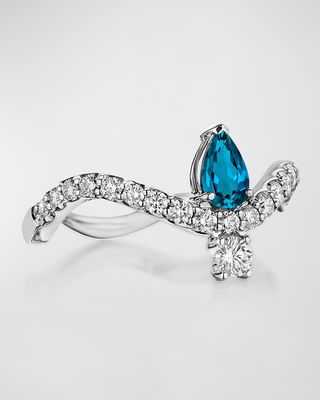 18K Mirage White Gold Ring with Diamonds and Blue Topaz