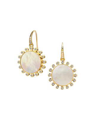 18k Mother-of-Pearl and Diamond Sun Drop Earrings