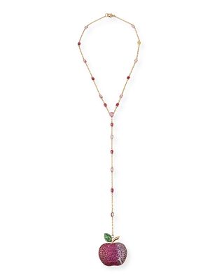 18k Multi-Stone Apple Pendant Necklace