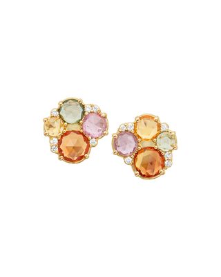 18k Multicolor Sapphire & Diamond Stud Earrings