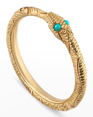 18k Ouroboros Snake Ring with Turquoise