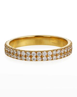 18k Pave 2-Row Diamond Pinky Ring, Size 4