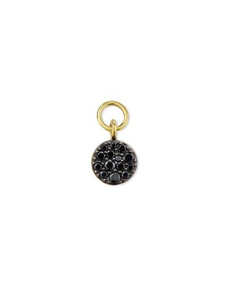 18K Petite Pave Black Diamond Circle Earring Charm, Single