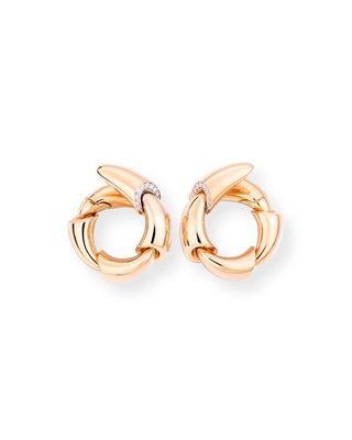 18k Pink Gold Diamond-Edge Clip-On Earrings